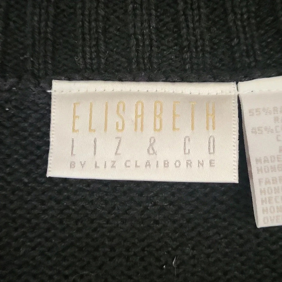 🛍Elisabeth Liz & Co Black Ramie Full Zip‎ Knitted Cardigan Womens Plus Sz 1 - Picture 3 of 7